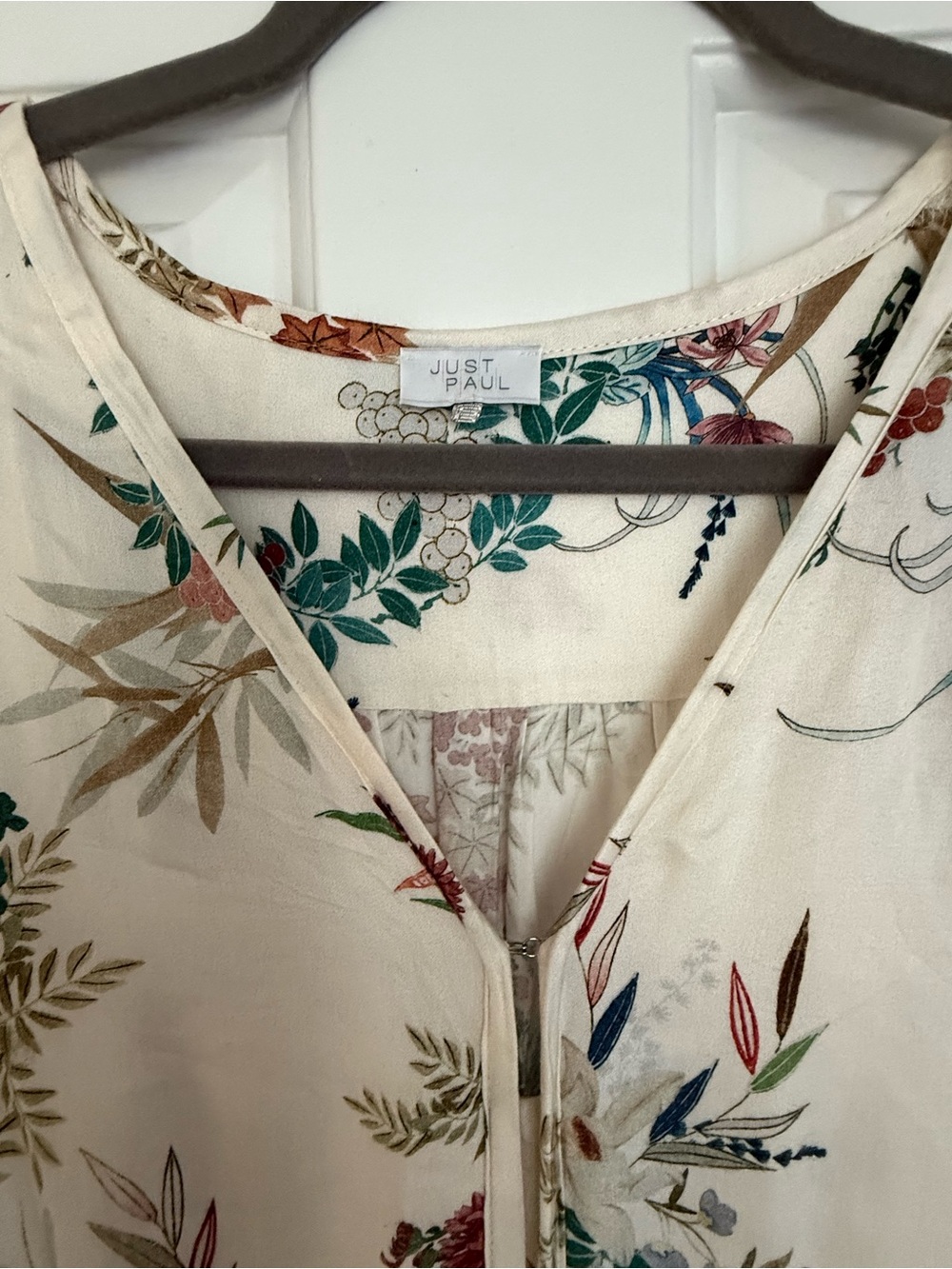 Cream Floral Maxi Dress with Drawstring Waist - Picture 2 of 4